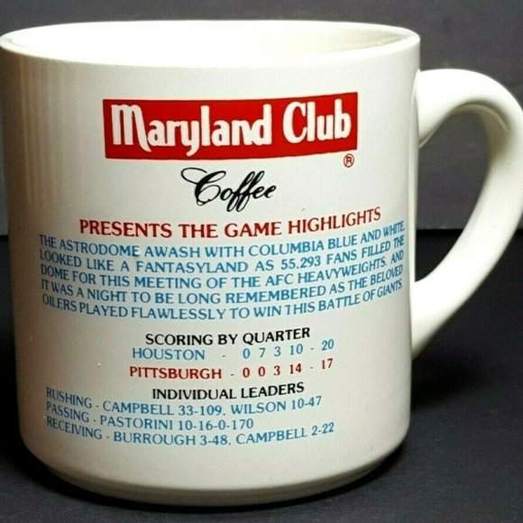 Vtg 1979 MARYLAND CLUB COFFEE MUG Houston/Pittsburgh COLLECTOR #16 Coca Cola 1l8 - Picture 2 of 6